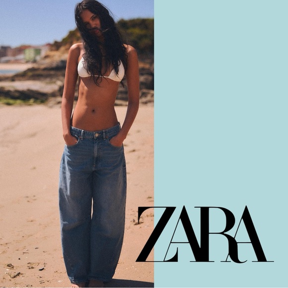 ZARA Baggy Balloon Mid-Rise Jeans | Coastal Model-Off-Duty Cool | 6 | Barrel - Picture 9 of 10